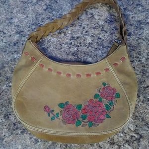 Boho Hand painted Rose Purse with Braided Strap